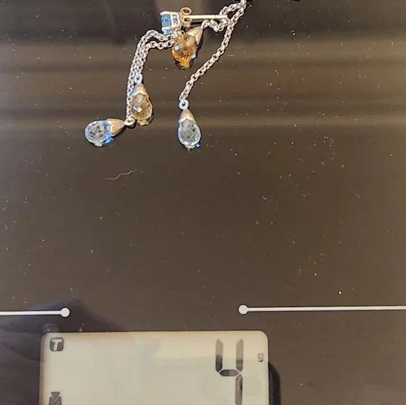 14K Vintage Briolette Blue and Orange Topaz AAA Quality 4 Grams - Picture 8 of 9